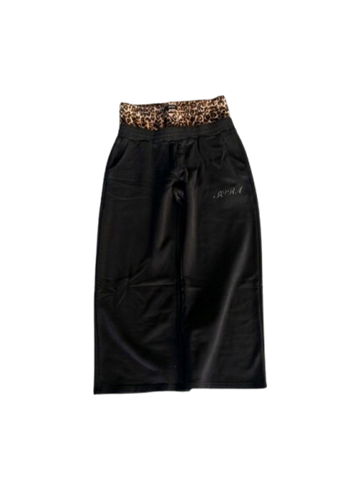 "Leopard" Double Waist Sweats - Black